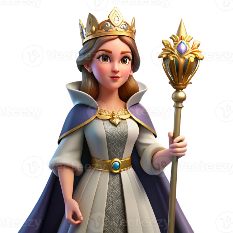 extraordinary abstract Portrait of a regal queen with an elaborate crown and flowing velvet robes, holding a scepter. Dramatic, theatrical lighting. Fantasy art style detailed png