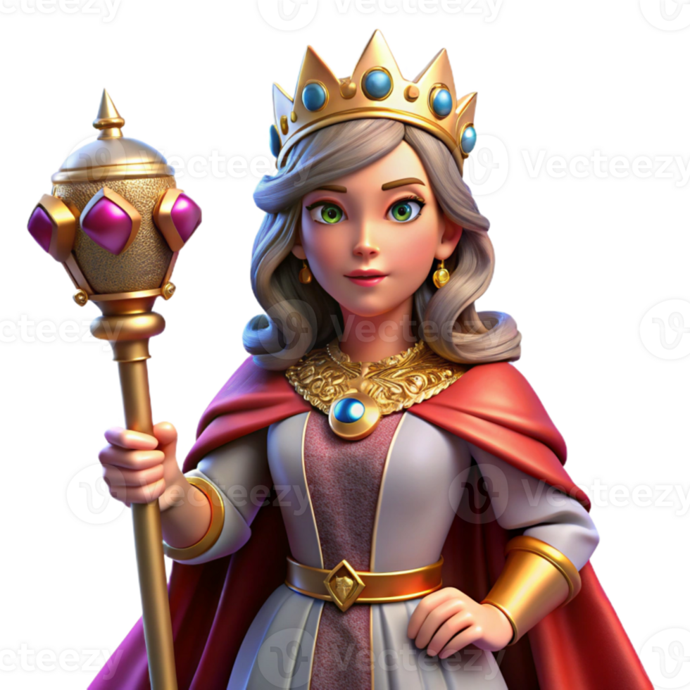 magnificent abstract Portrait of a regal queen with an elaborate crown and flowing velvet robes, holding a scepter. Dramatic, theatrical lighting. Fantasy art style exclusive png