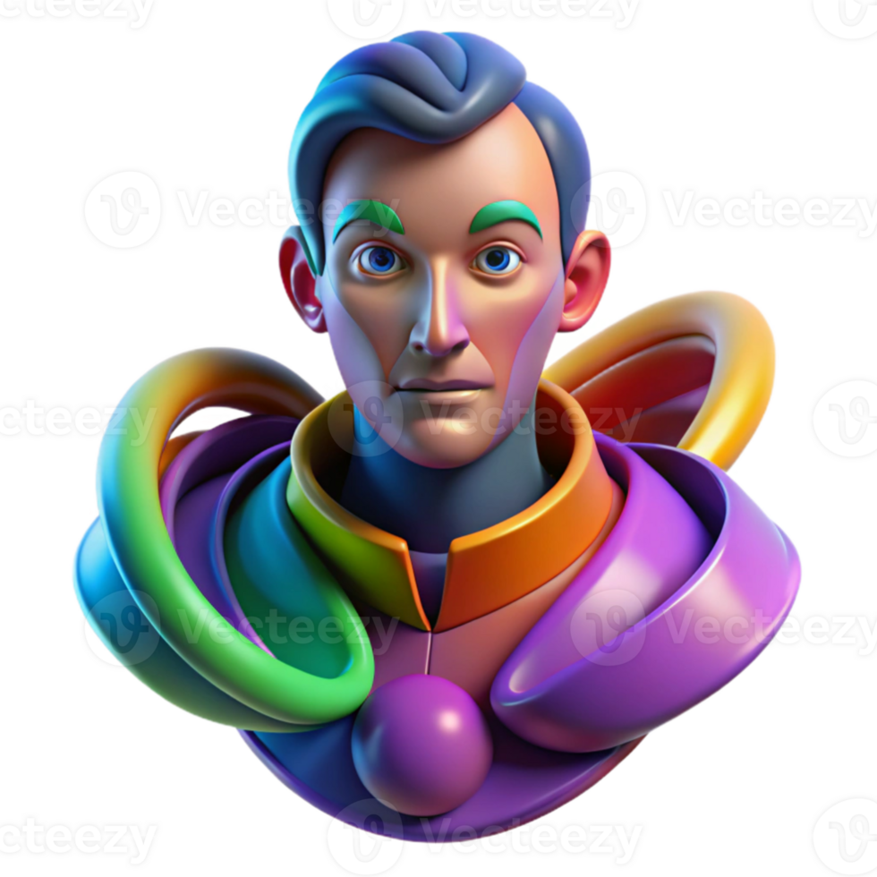 magnificent artistic Portrait of an abstract figure composed of swirling colors and geometric shapes, conveying a sense of mystery and wonder. Dynamic, multicolored lighting.... png