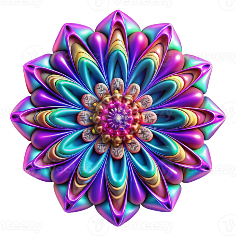 elegant abstract A kaleidoscope of fractal patterns in neon colors, pulsating with energy, in a psychedelic, op art style and high contrast lighting authentic png