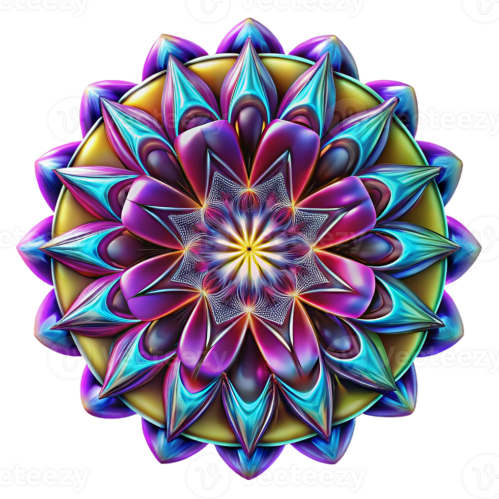 magnificent rustic A kaleidoscope of fractal patterns in neon colors, pulsating with energy, in a psychedelic, op art style and high contrast lighting high quality png