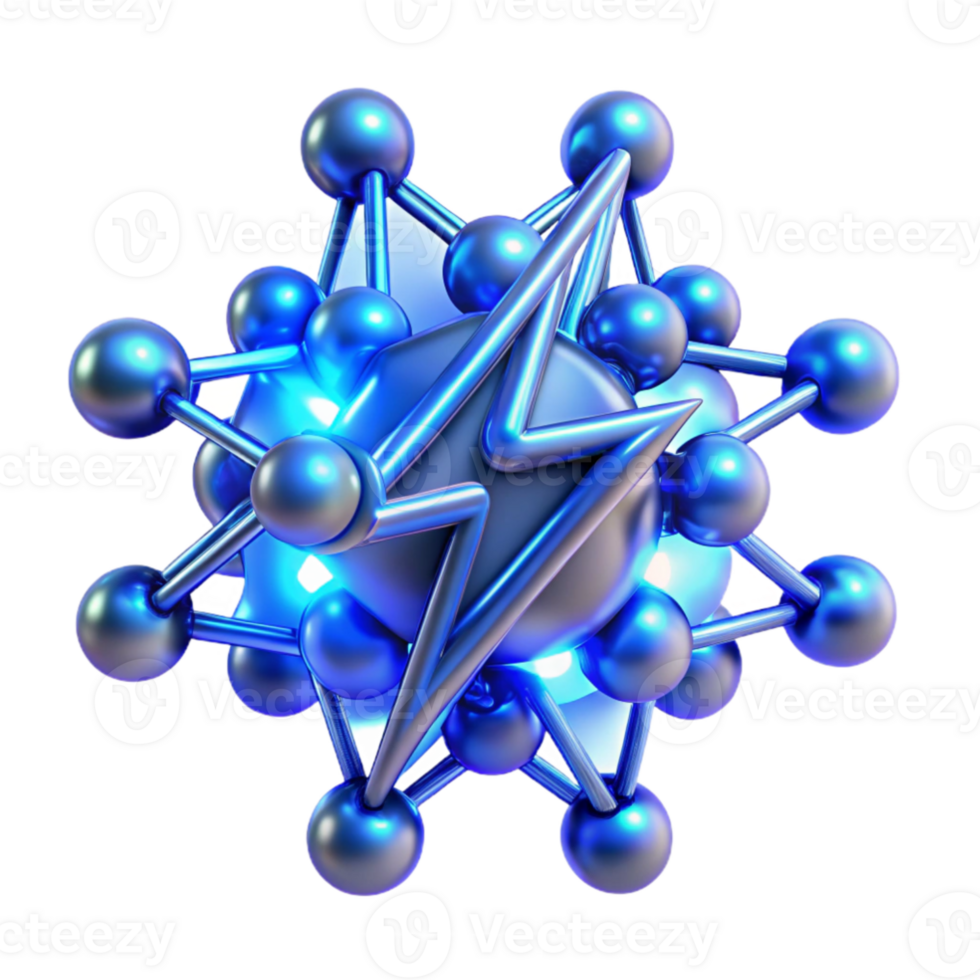 dramatic minimalist A network of branching, fractal lines, resembling a lightning bolt, with a vibrant, electric blue glow and a futuristic, techno style professional png