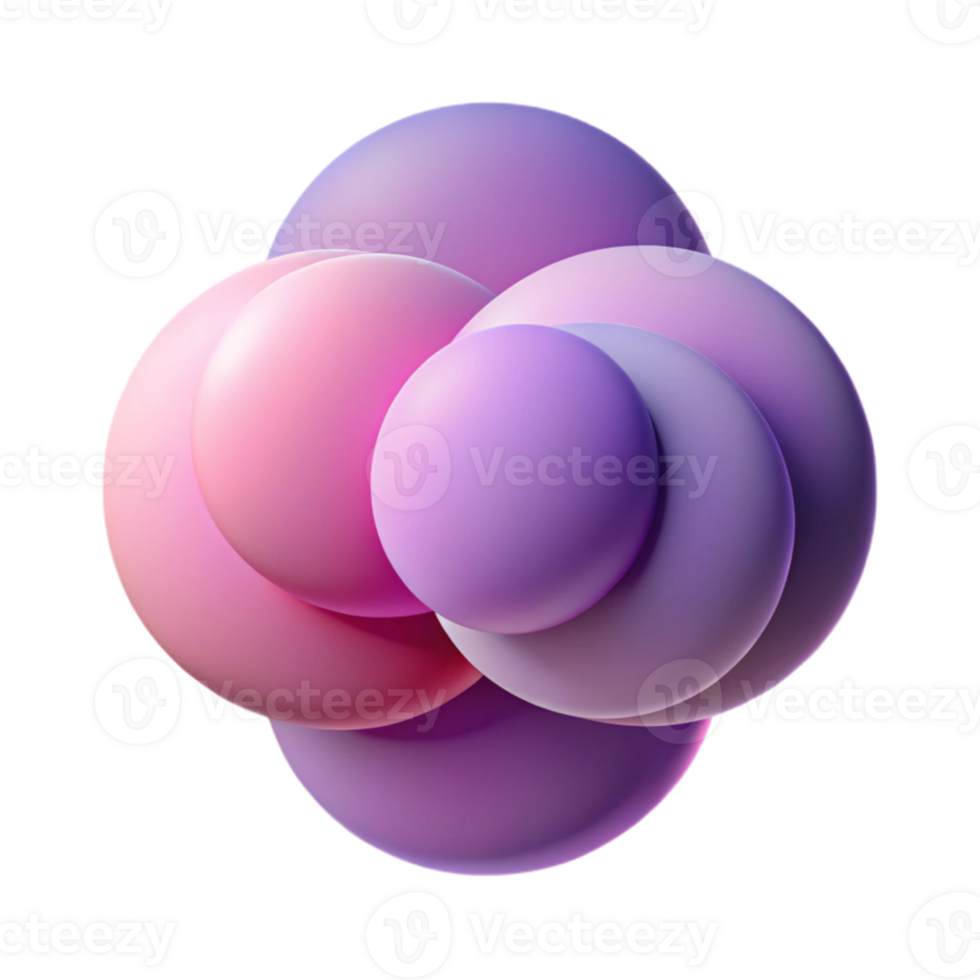vibrant abstract A series of overlapping, translucent circles, in a gradient of colors from deep purple to pale pink, with a soft, dreamlike style and diffuse lighting high quality png