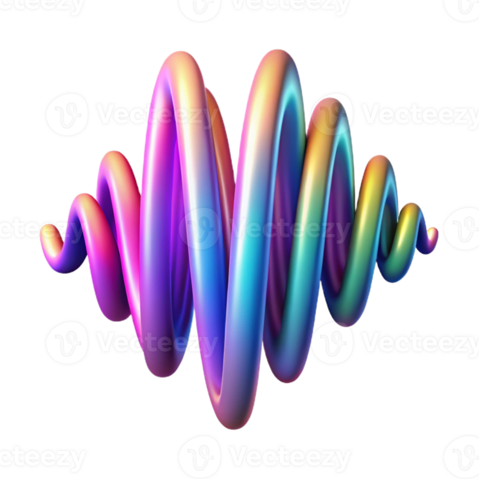 serene creative An abstract representation of sound waves, visualized as colorful, undulating lines, with a dynamic, kinetic style and neon lighting exclusive png