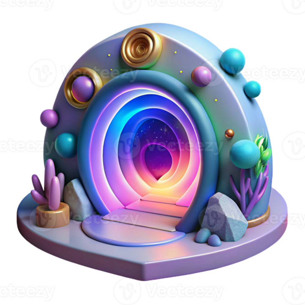 serene creative A portal swirling with vibrant colors and strange symbols, leading to an unknown dimension, illuminated by an ethereal, otherworldly light. Surreal, abstract style detailed png