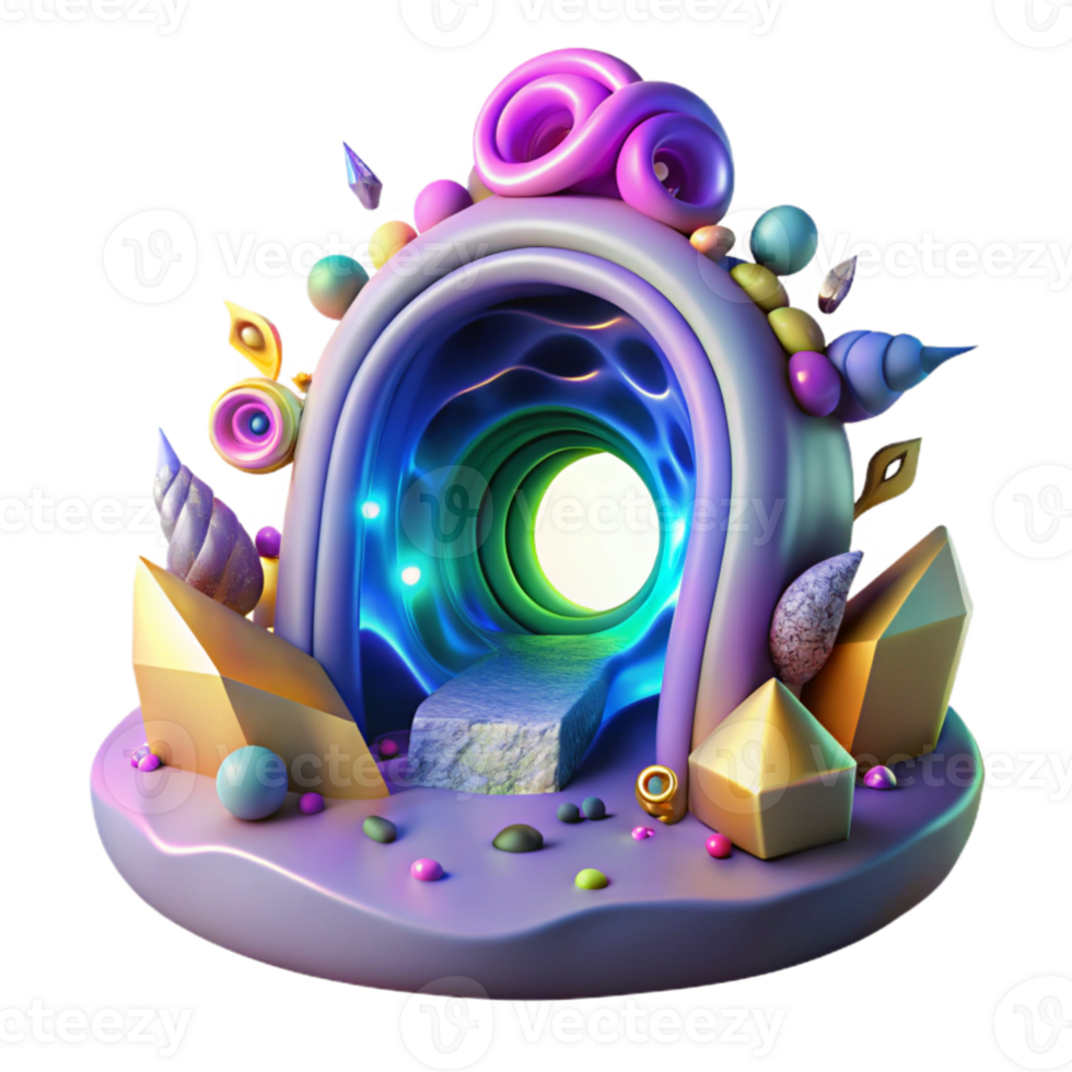 vibrant minimalist A portal swirling with vibrant colors and strange symbols, leading to an unknown dimension, illuminated by an ethereal, otherworldly light. Surreal, abstract style genuine png