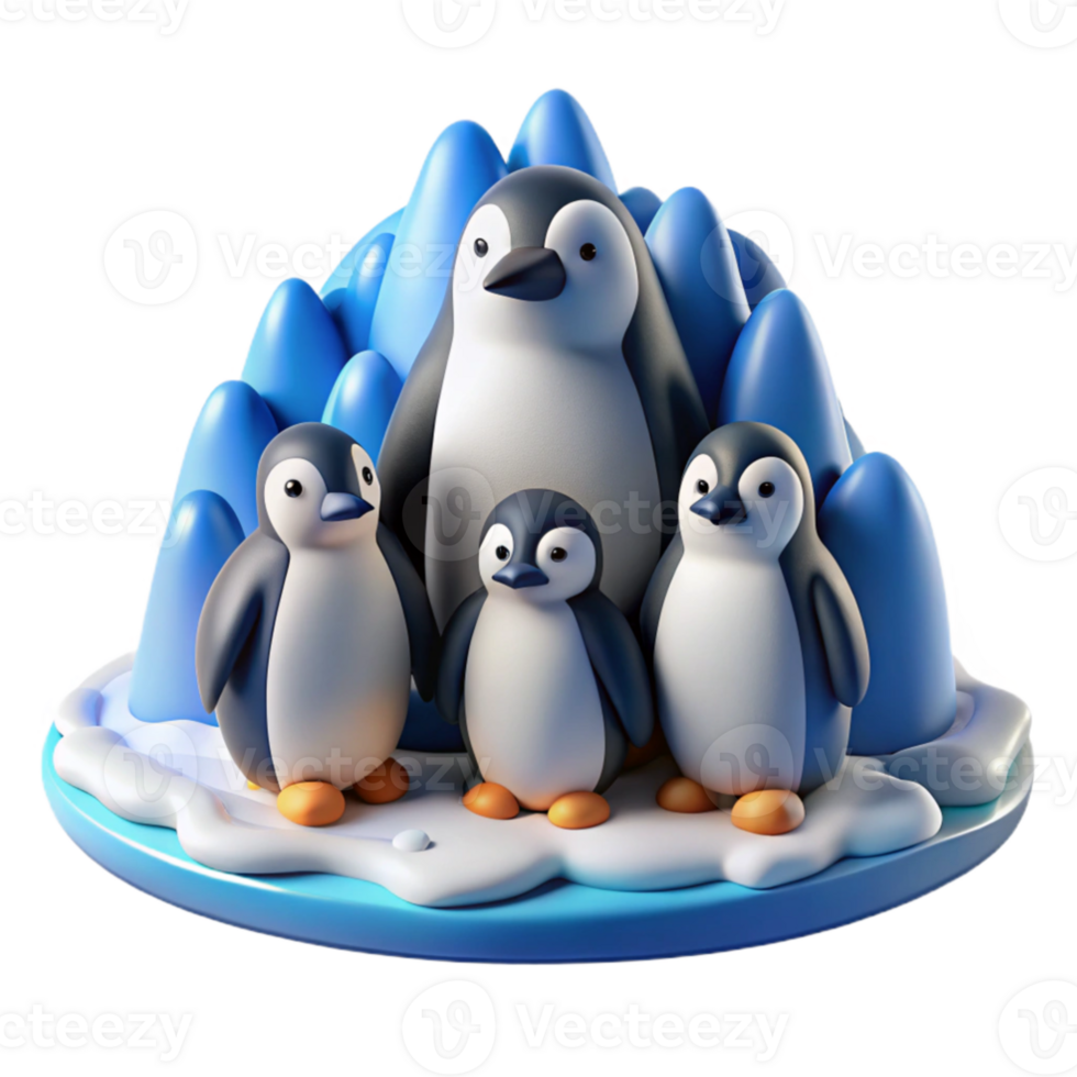 serene modern A group of penguins huddled together on an icy plain, blizzard conditions, monochrome blue and white color palette, photorealistic style genuine png