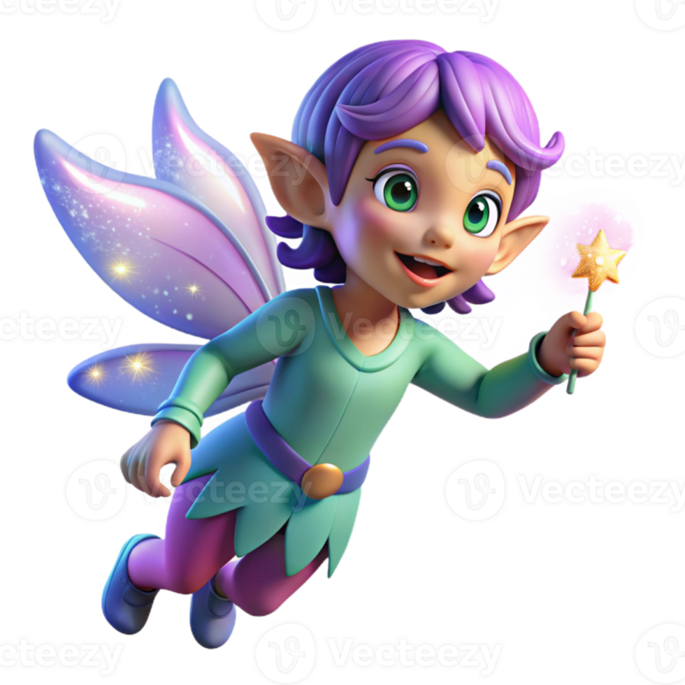 magnificent vintage A mischievous pixie casting a spell with iridescent fairy dust, vibrant colors, soft lighting, Art Deco style detailed png