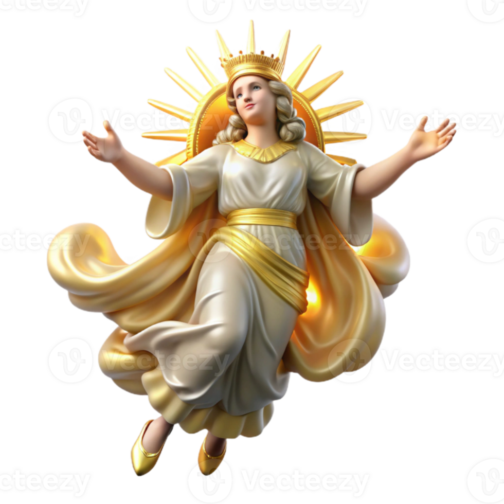 vibrant creative A celestial being descending from the heavens, golden light, Renaissance style, Michelangelo influence high resolution png