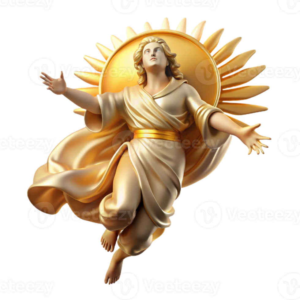 serene classic A celestial being descending from the heavens, golden light, Renaissance style, Michelangelo influence original png