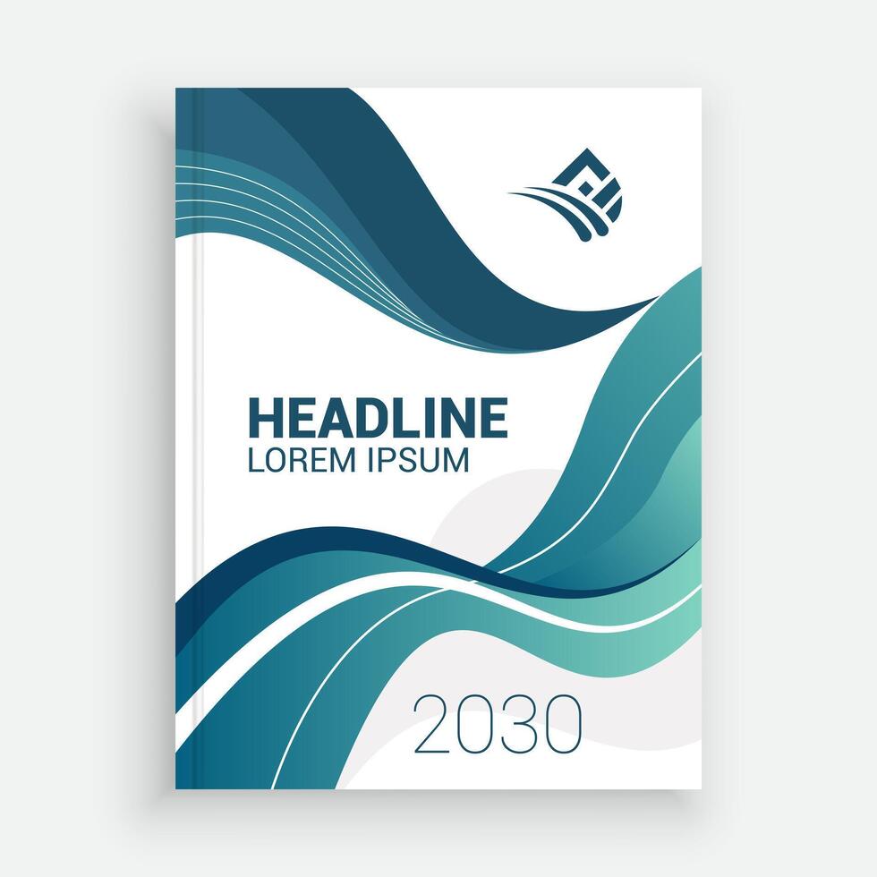 a book cover with a blue wave design vector