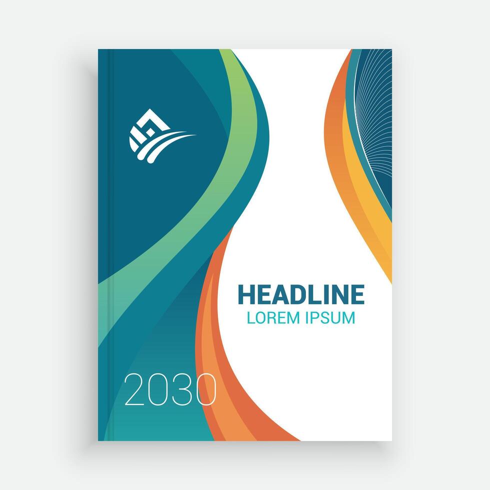 a brochure cover with a colorful wave design vector