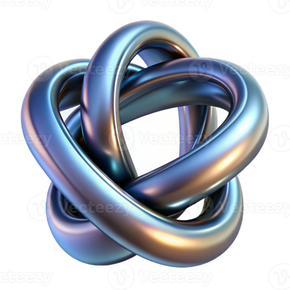 serene modern Fluid metallic ribbons intertwining and forming impossible knots, lit by a single, harsh spotlight, rendered in a surrealist style original png
