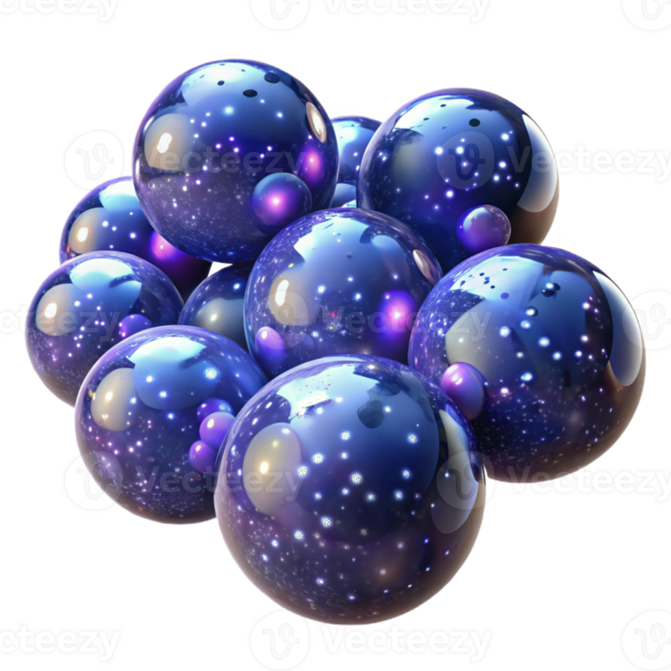 wonderful modern A field of floating, translucent spheres, each containing a miniature galaxy, illuminated by starlight, rendered in a cosmic horror style original png