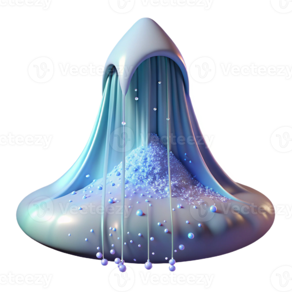 wonderful minimalist A cascade of shimmering particles flowing down an invisible slope, bathed in a cool, ethereal light, rendered in a dreamlike style high quality png