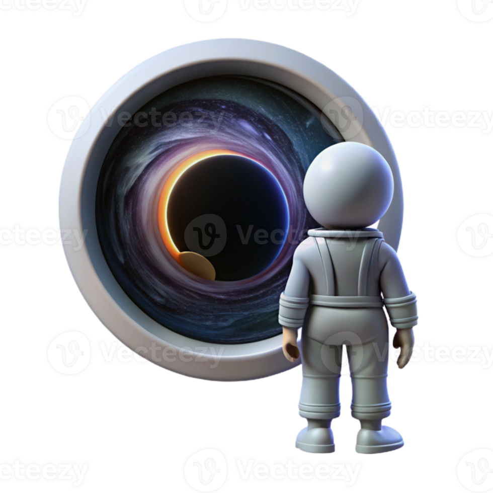 vibrant traditional A lone astronaut gazing at a massive, swirling black hole through the window of their spaceship, realistic style, dramatic lighting authentic png