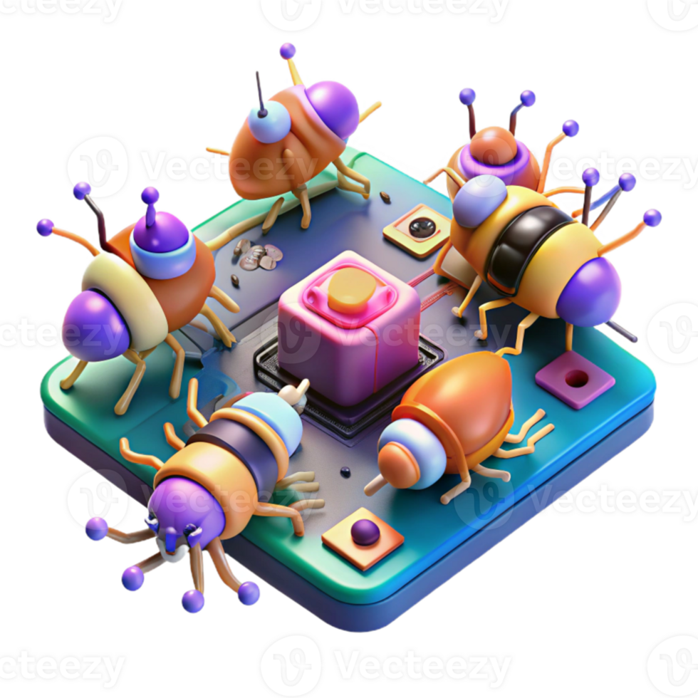 extraordinary artistic A swarm of nanobots repairing a damaged circuit board, microscopic view, vibrant neon colors, digital art style authentic png
