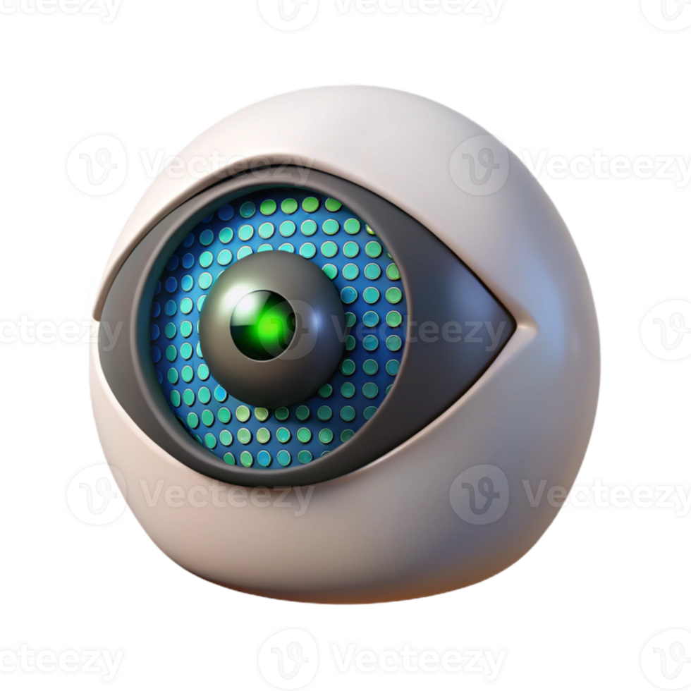 impressive modern A cybernetic eye gazing intently at binary code scrolling across a screen, close up shot, dark and moody lighting, cyberpunk style 4K png