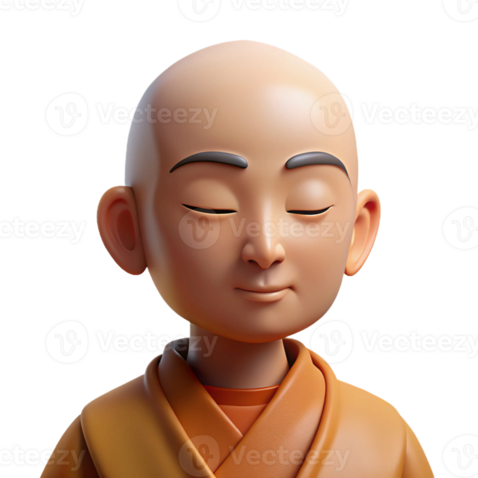 vibrant creative A serene portrait of a meditating monk with closed eyes and a peaceful expression, soft, natural lighting high resolution png
