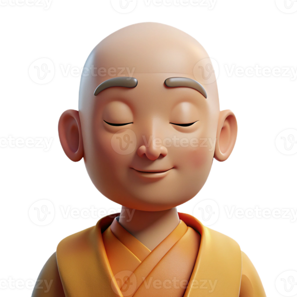 wonderful abstract A serene portrait of a meditating monk with closed eyes and a peaceful expression, soft, natural lighting exclusive png