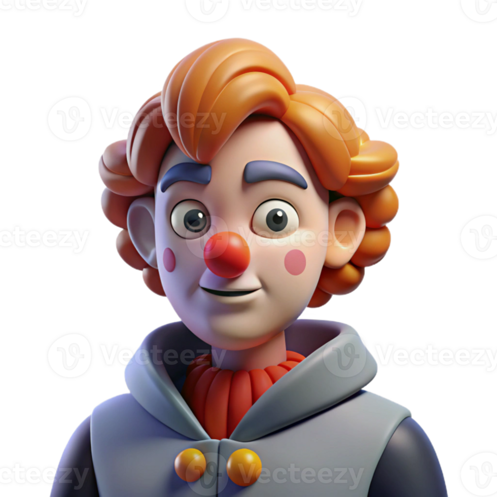 magnificent artistic Portrait of a clown with exaggerated features and a melancholic expression, stark contrasting light and shadow, unsettling and dramatic high resolution png