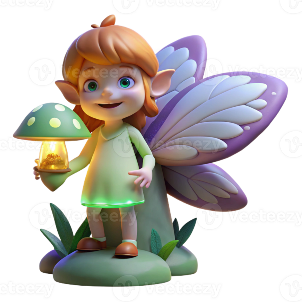 dramatic rustic A mischievous pixie with iridescent wings, holding a flickering firefly lantern, hidden within a giant, bioluminescent mushroom forest, lit by soft, ethereal light.... png