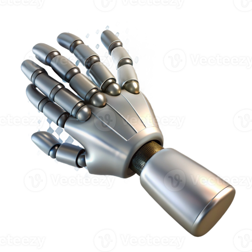 dramatic classic A single, sleek silver robotic hand reaching out to touch a shimmering data stream composed of binary code, dramatic chiaroscuro lighting high quality png