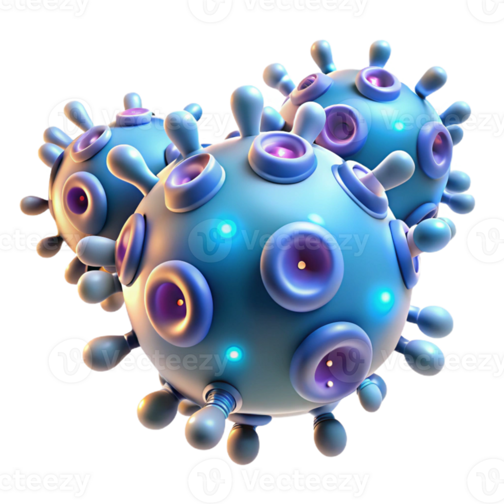 wonderful creative A microscopic view of nanobots repairing damaged cells, glowing with bioluminescent energy, scientific illustration style high quality png