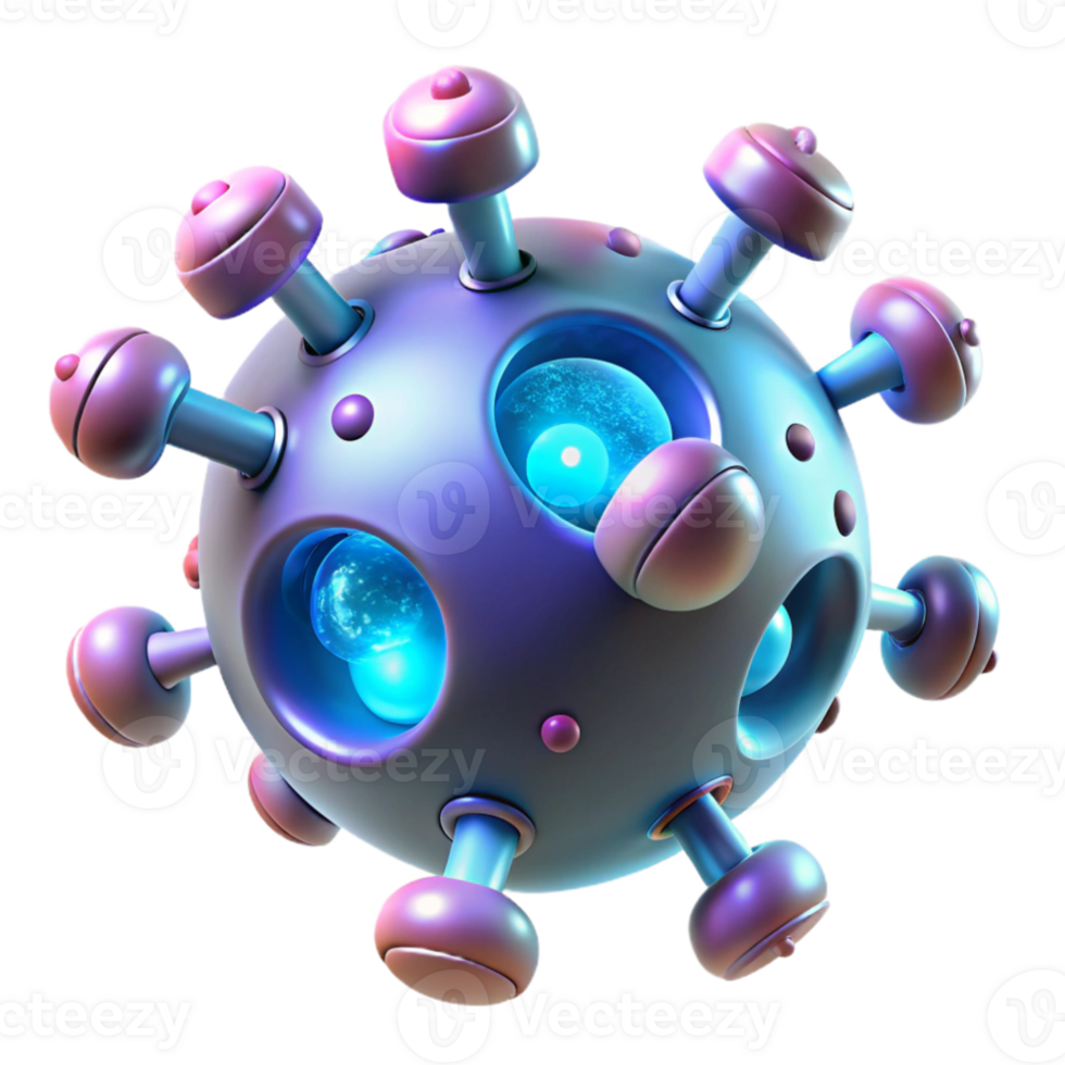impressive minimalist A microscopic view of nanobots repairing damaged cells, glowing with bioluminescent energy, scientific illustration style premium png