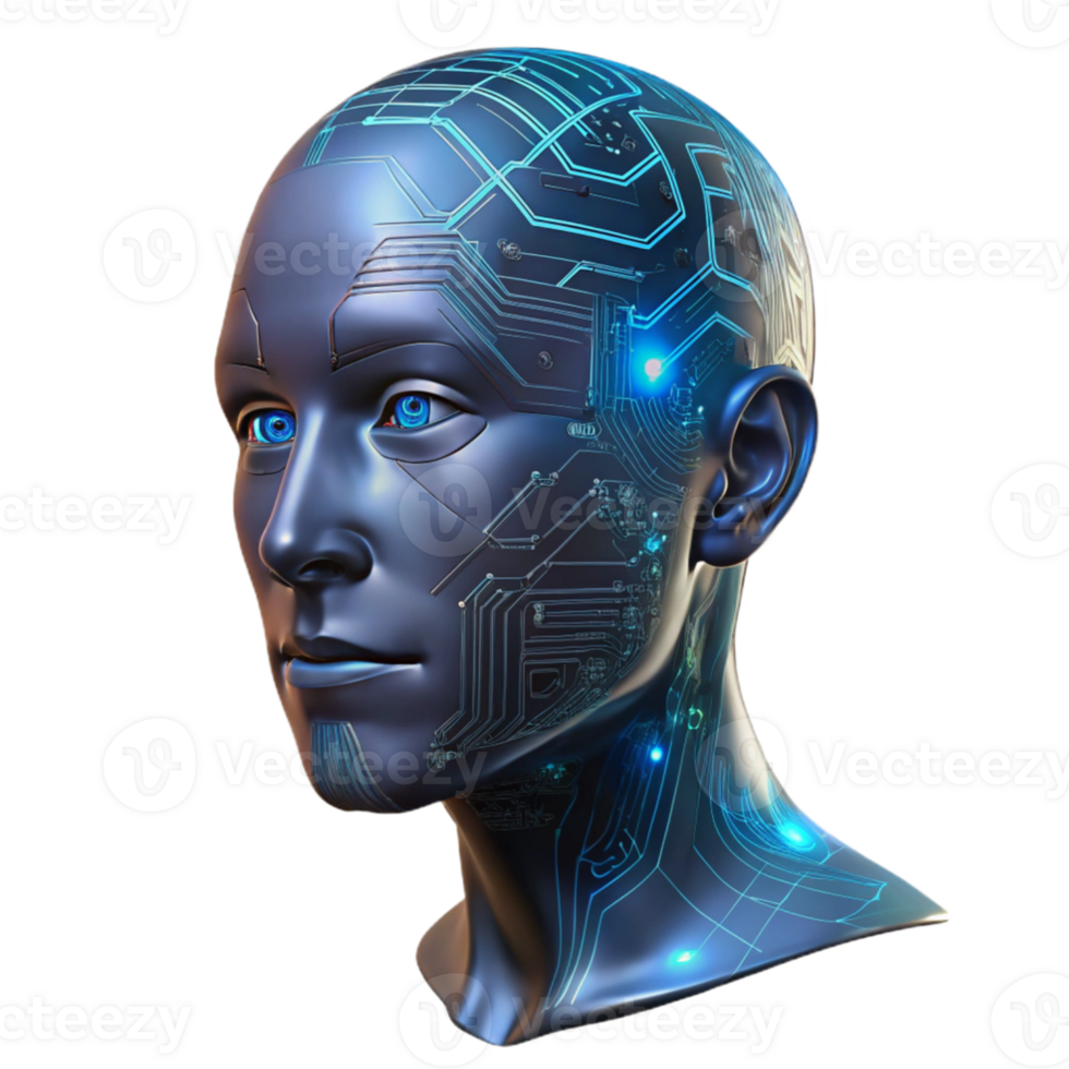 wonderful classic A transparent human head filled with swirling digital data, glowing circuit patterns visible on the skin, cyberpunk, dark and moody lighting genuine png