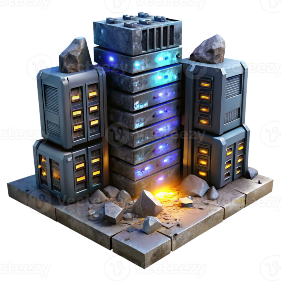 serene rustic A dilapidated, abandoned server room with flickering screens displaying distorted code, dust motes illuminated by shafts of light, post apocalyptic style premium png