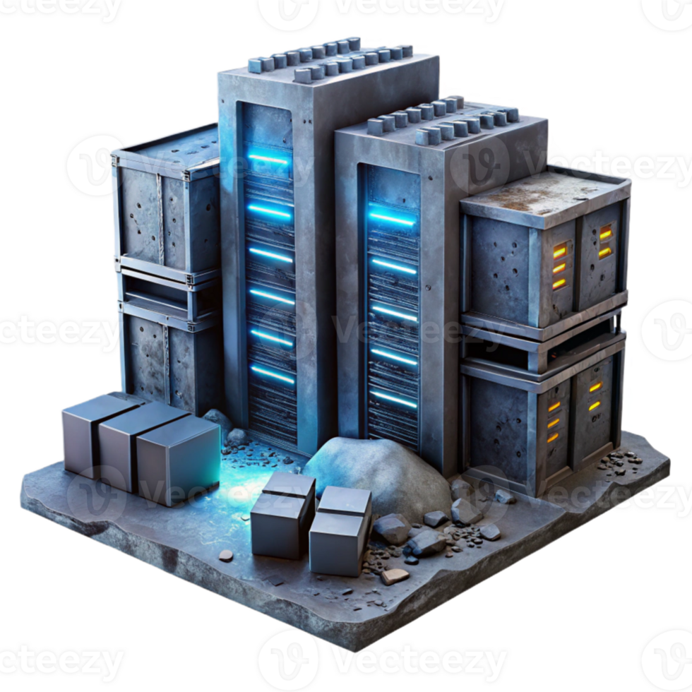 serene vintage A dilapidated, abandoned server room with flickering screens displaying distorted code, dust motes illuminated by shafts of light, post apocalyptic style high resolution png