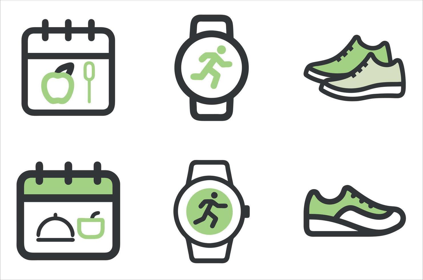 Wellness Icons, Diet, Exercise, and Activity Tracking vector