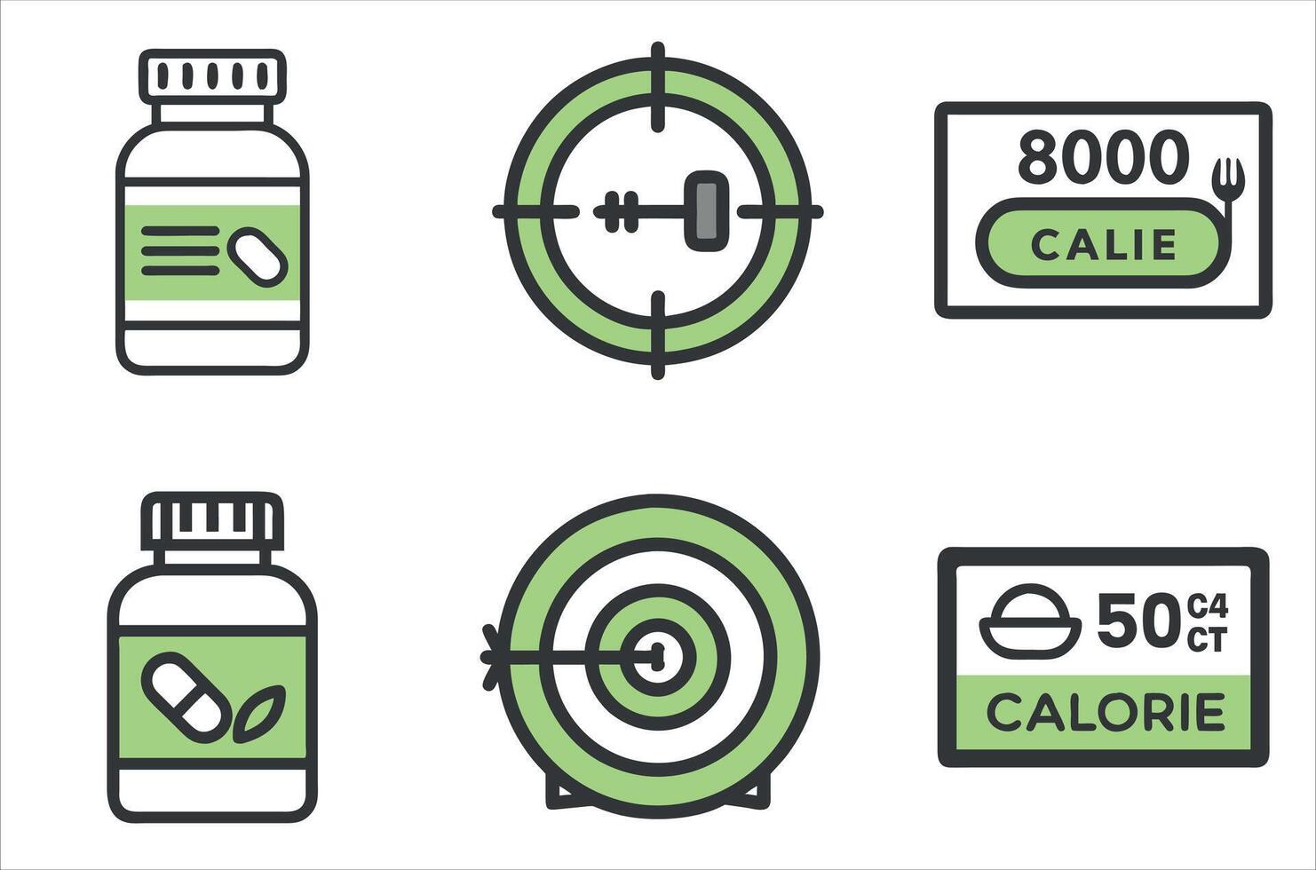 Wellness Icons, Diet, Exercise, and Supplements vector