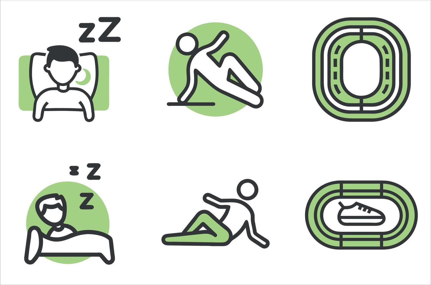 Wellness Icons, Sleep, Exercise, and Running vector