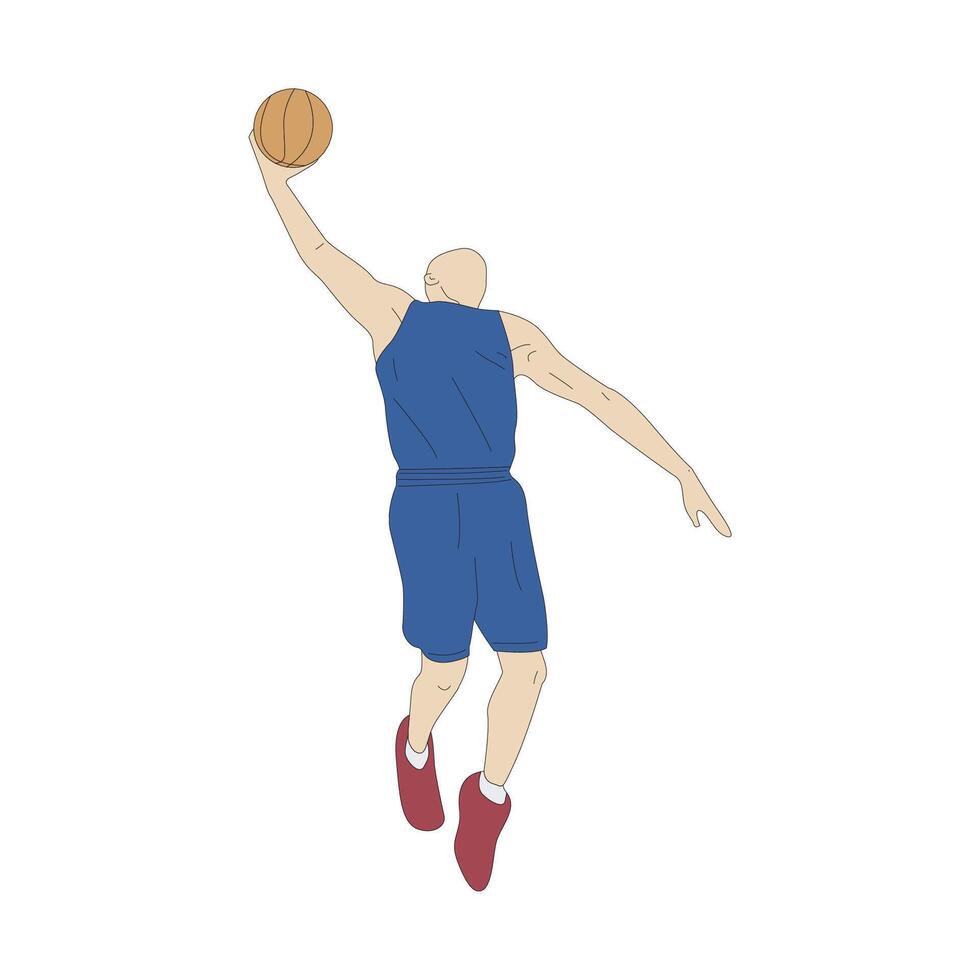 basketball player jumping or slam dunk vector