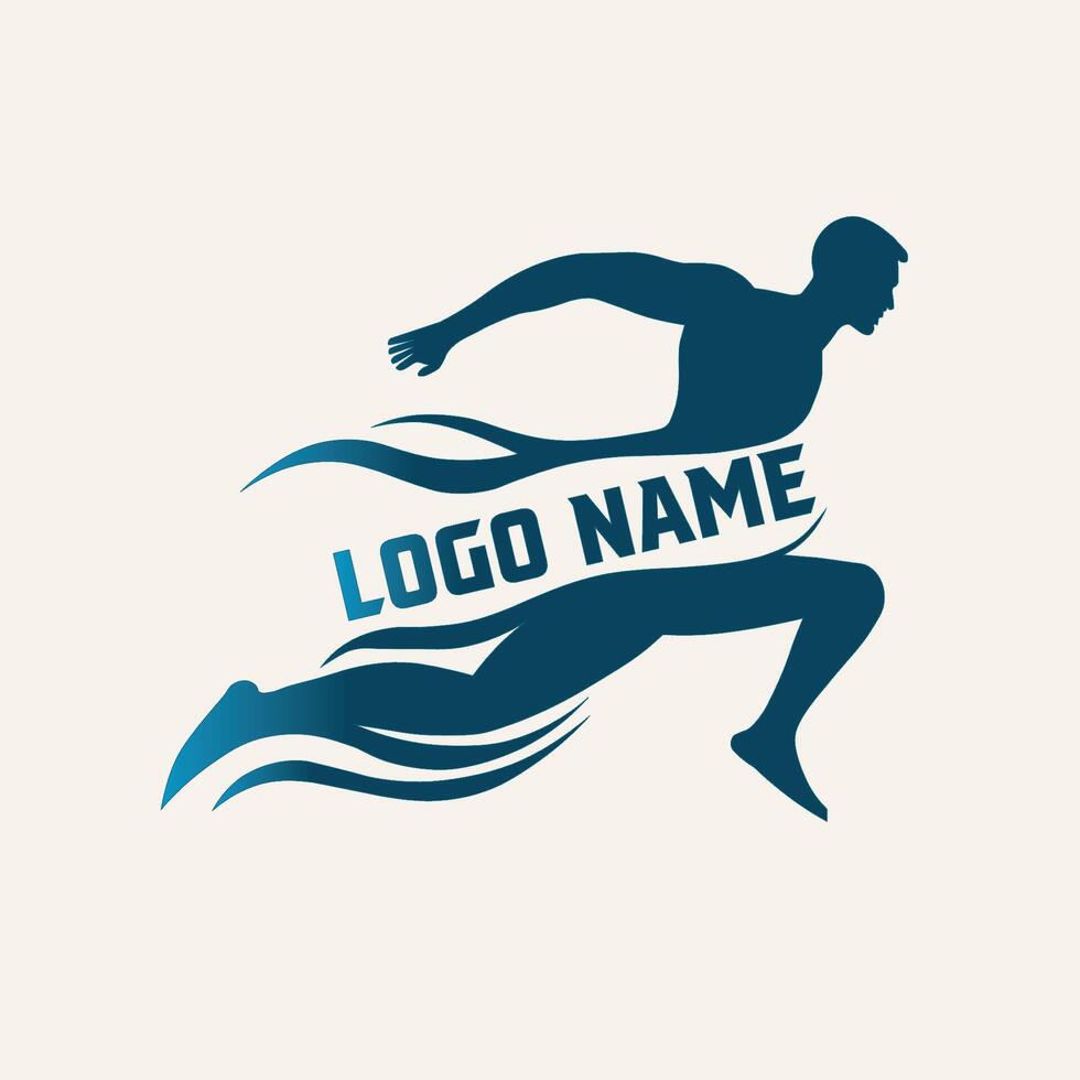 logo, consist of abstract style shape,running man symbol, sport and competition concept background vector