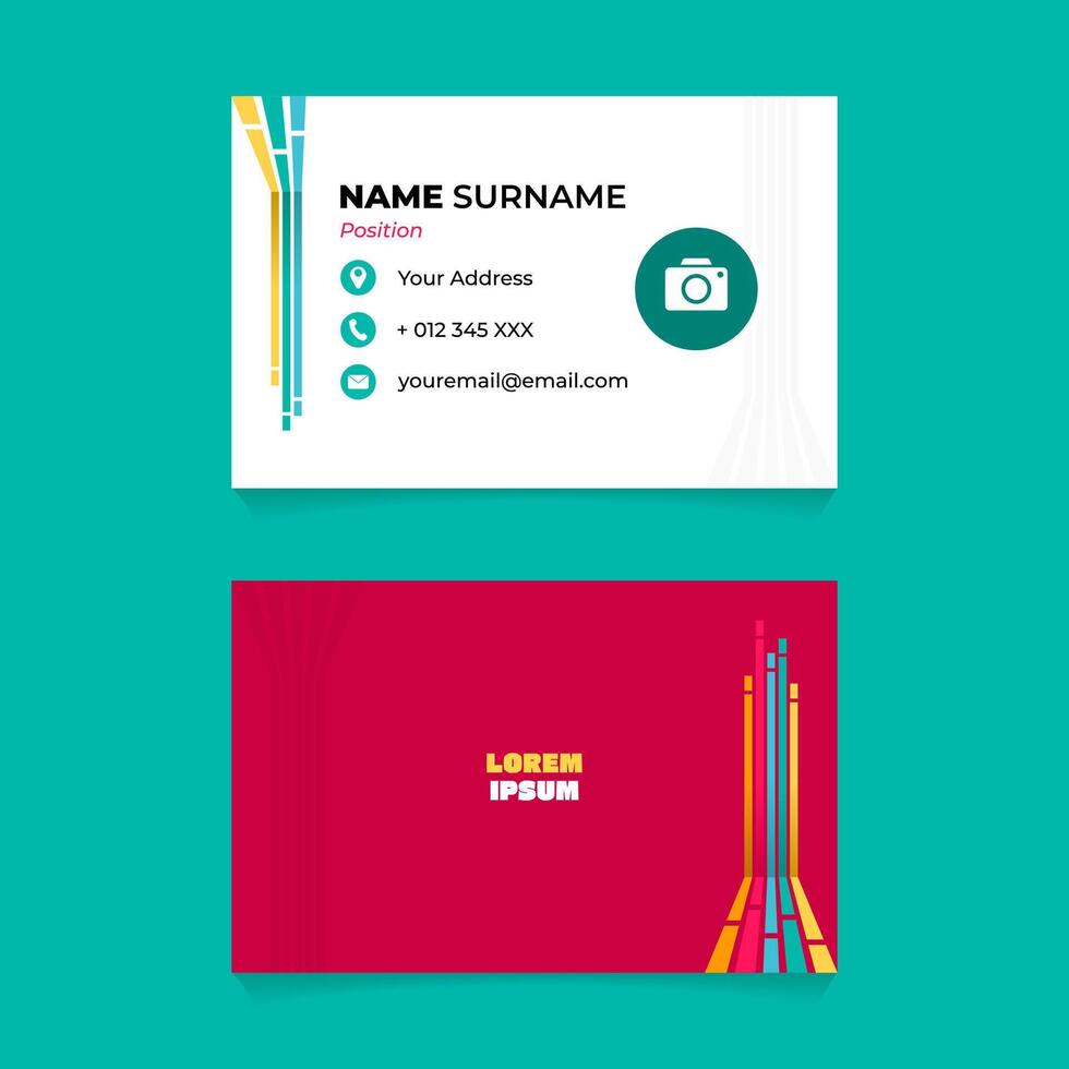 Name Card Design with Abstract Line Perspective Composition vector