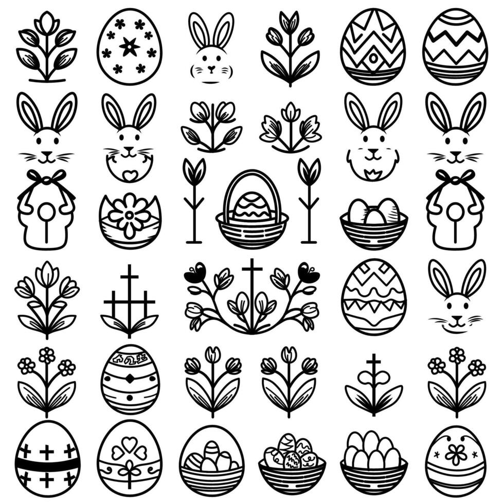 Cute Easter Icon Set vector