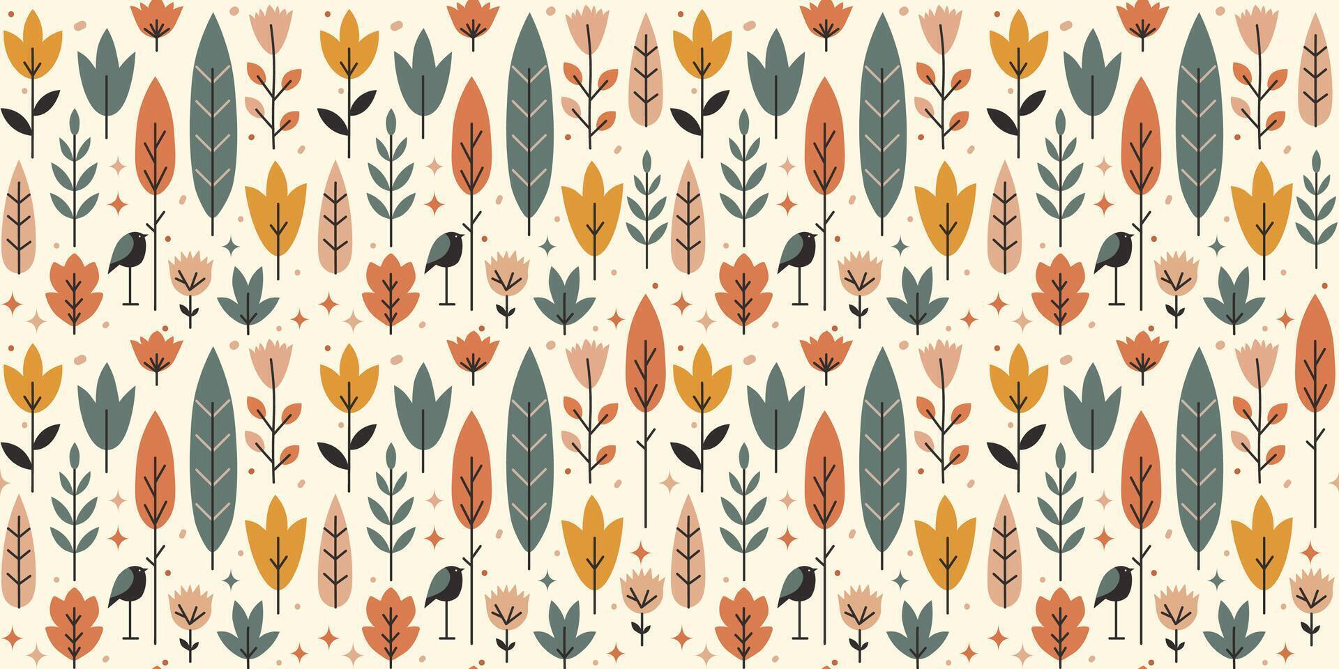 Cute and minimalistic illustration in a retro Scandinavian style Seamless Pattern vector