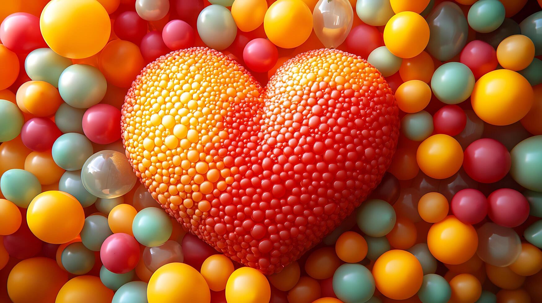 Heart Made of Multicolored Plastic Balls as Background Closeup photo