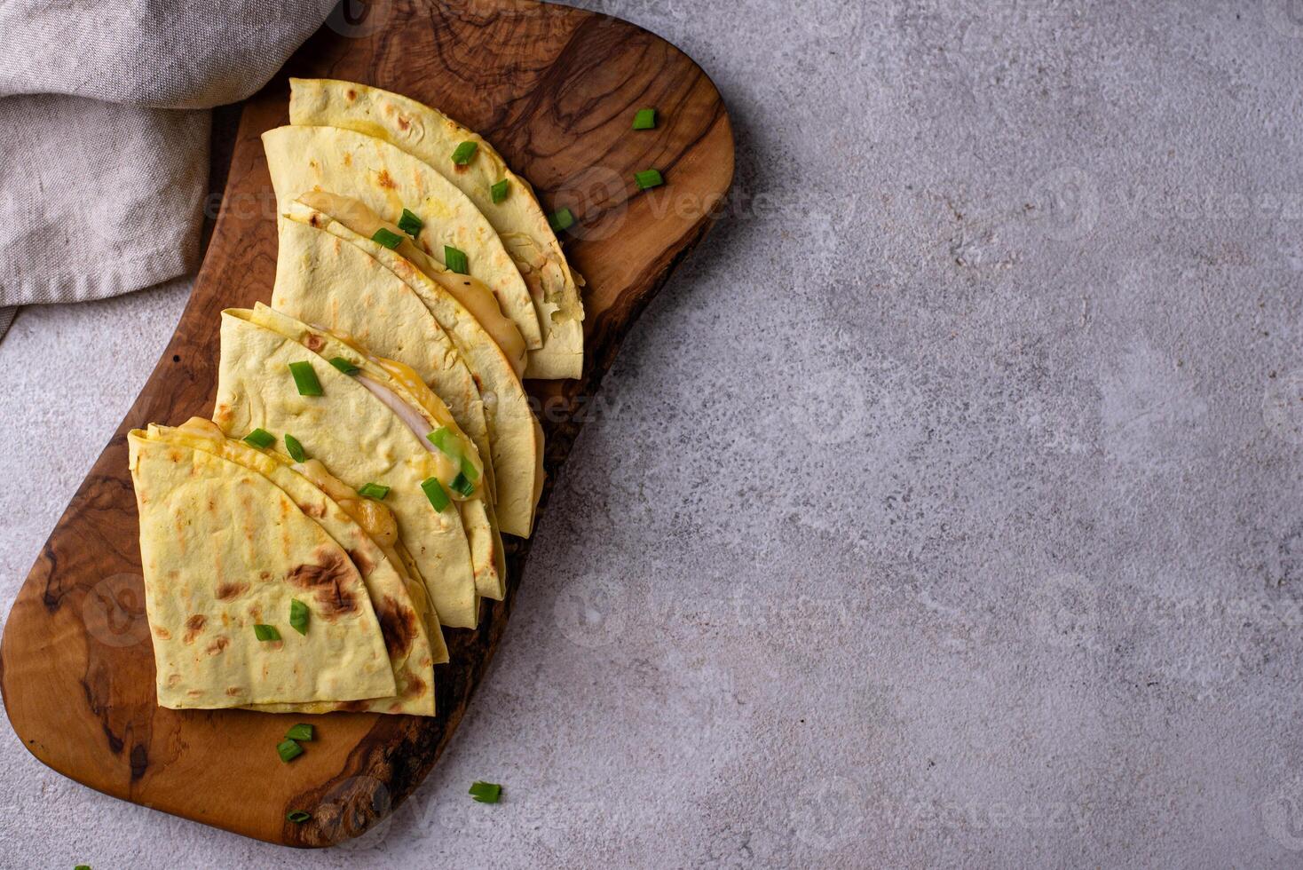 Quesadilla with chicken, tortilla wrap photo