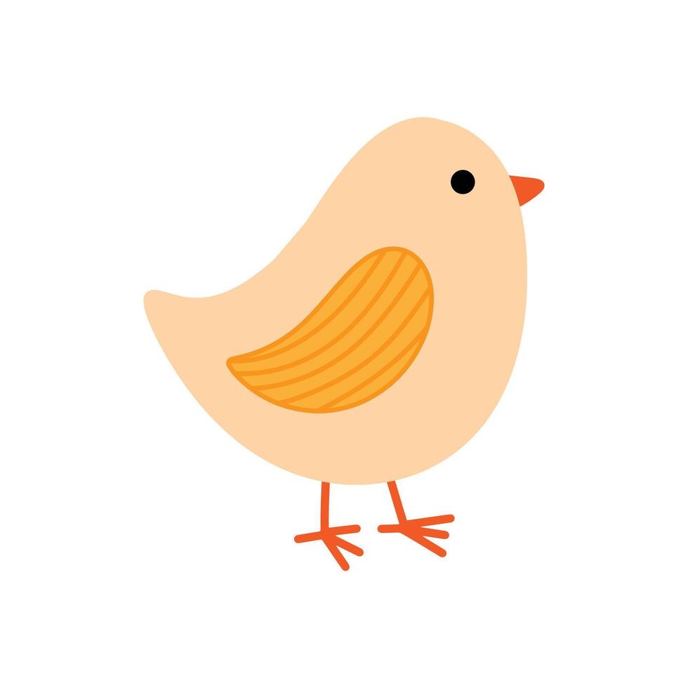 Cute simple hand drawn minimalist childish naive bird illustration isolated on white background vector