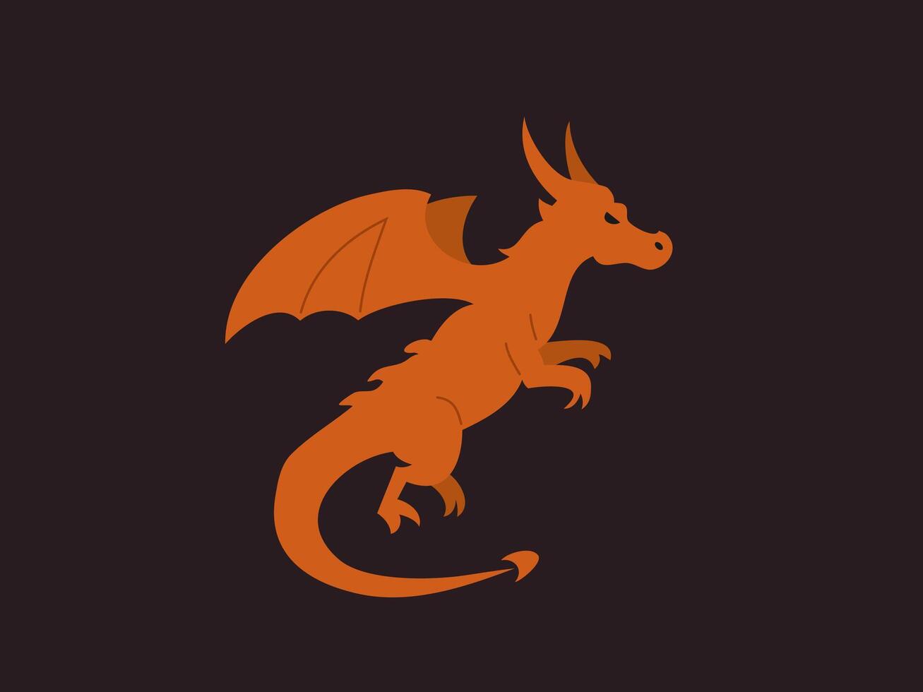 flat illustration of an orange dragon in flight vector