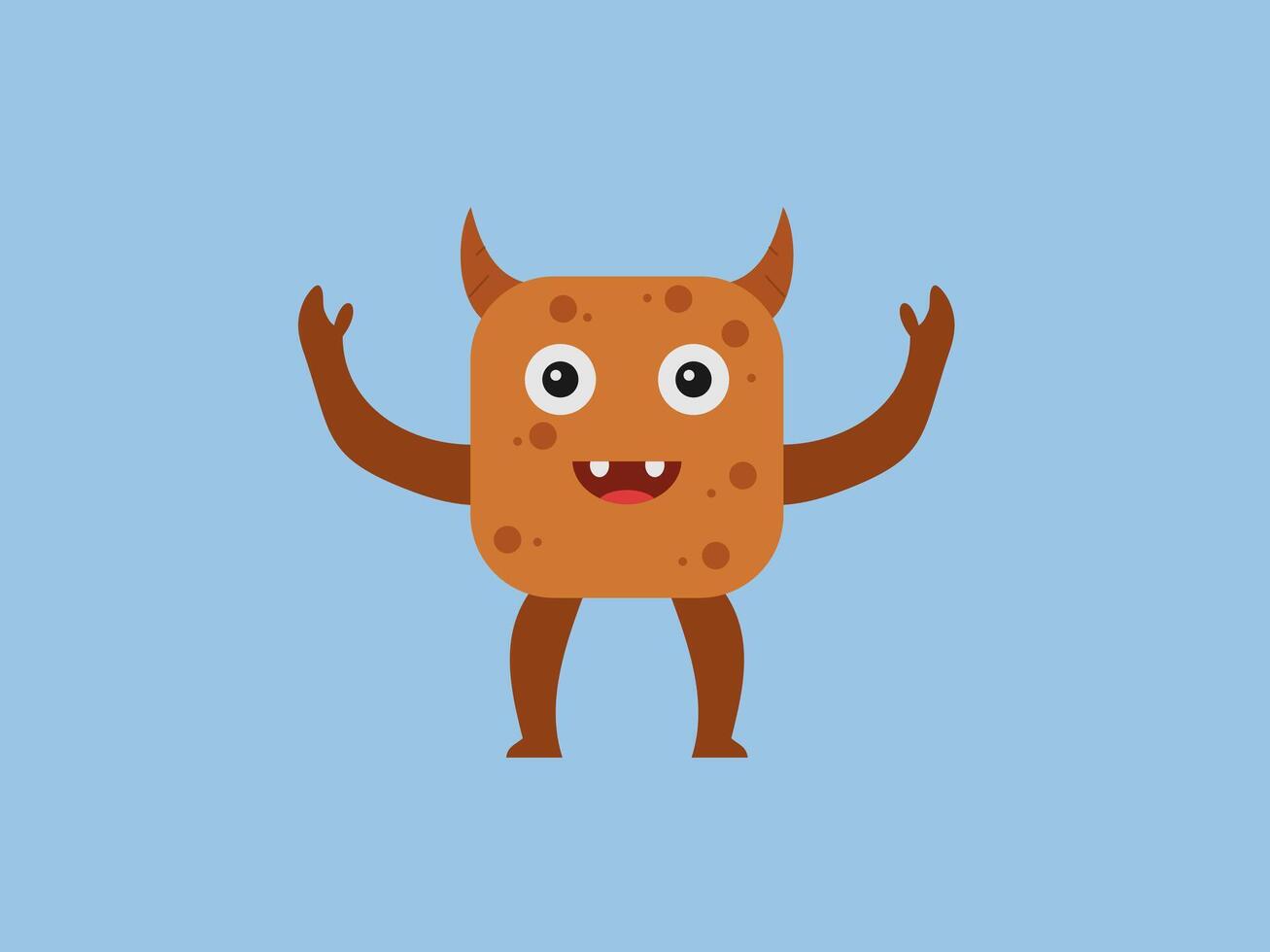 flat illustration of a cartoon monster with a rectangular body vector
