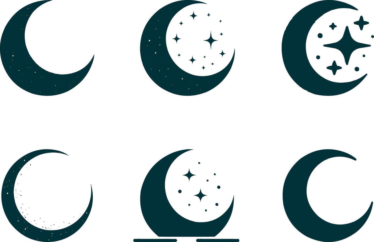 Crescent Moon Icon Set vector