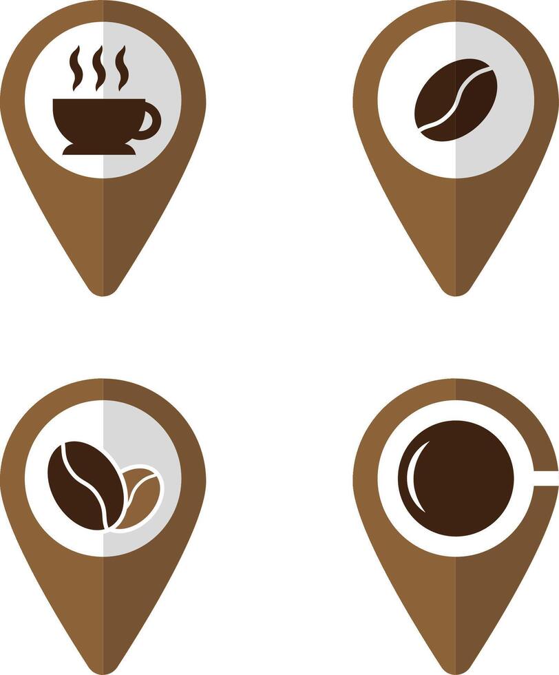 Coffee point logo with coffee cup and location icon on white background stock illustration vector