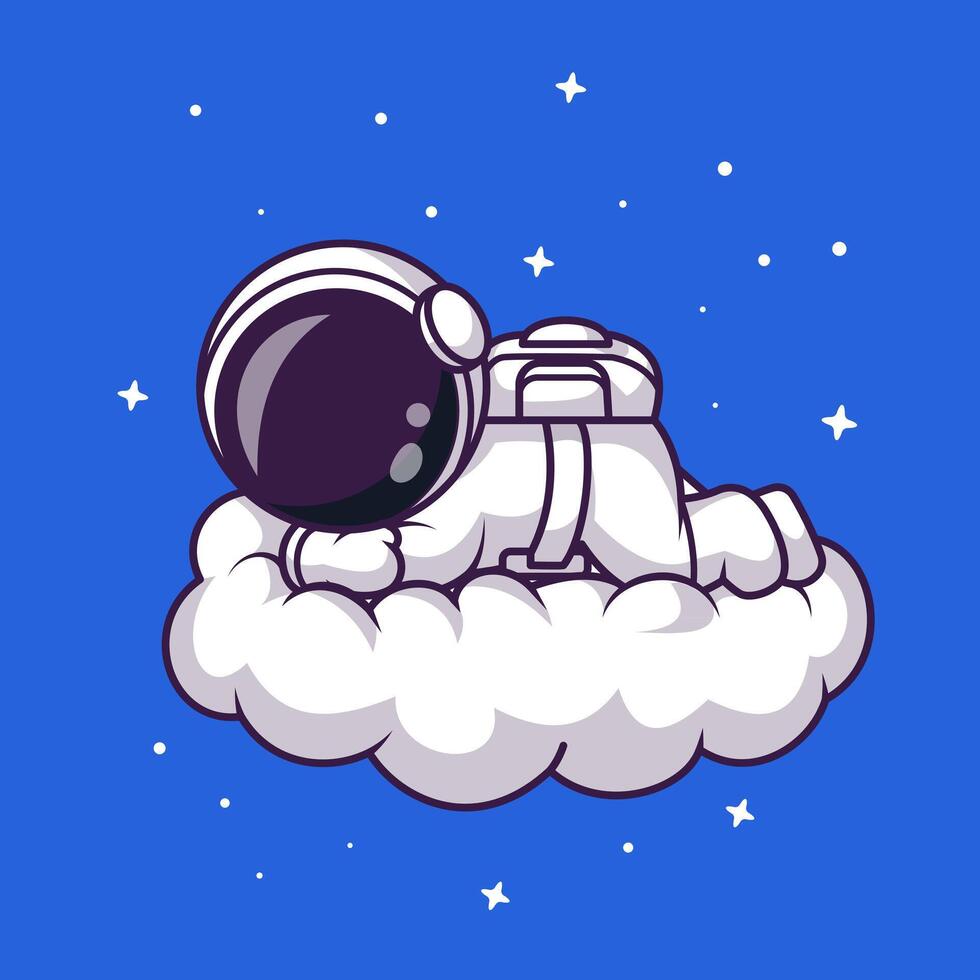 Cute Astronaut Sleep on Cloud In Space Cartoon vector