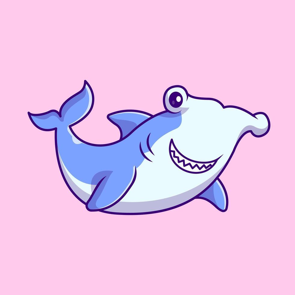 Cute Shark Hammerhead Cartoon vector