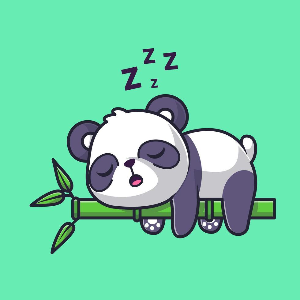 Cute Panda Sleeping on Bamboo Tree Cartoon vector